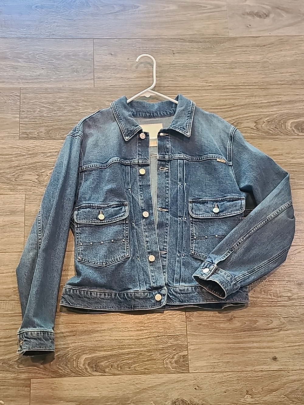 MOTHER light blue denim jacket with cream patch